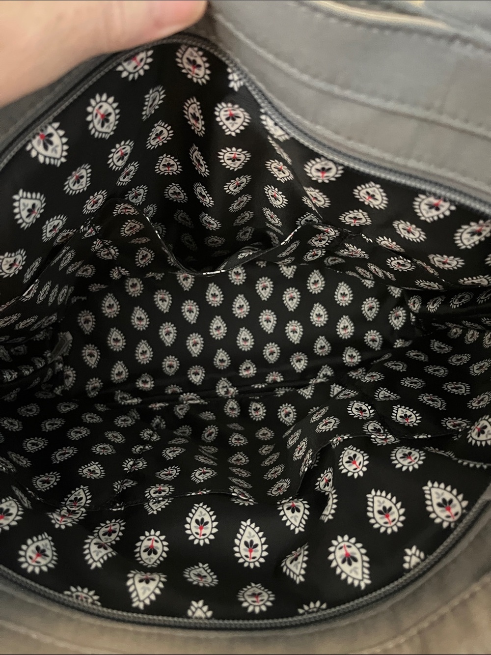 Vera Bradley Quilted Gray Penguin Tote with Red Accents - Picture 3 of 6